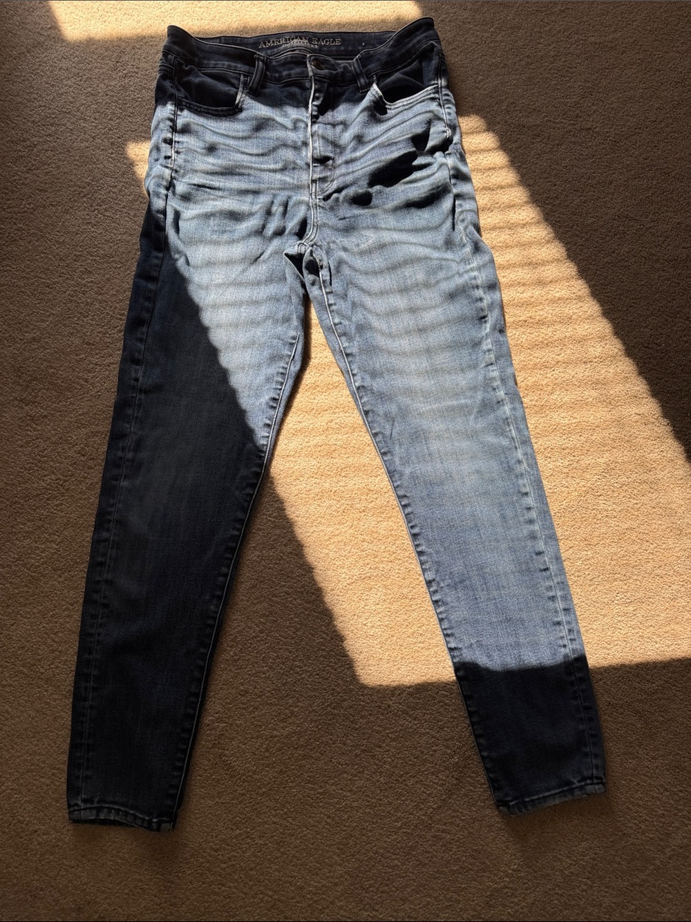 American Eagle Outfitters Two-Tone Denim Skinny Jeans - Light & Dark Blue